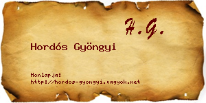 Hordós Gyöngyi névjegykártya